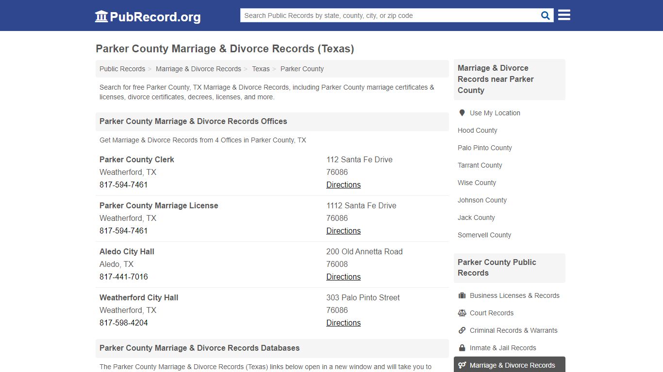 Free Parker County Marriage & Divorce Records (Texas ...